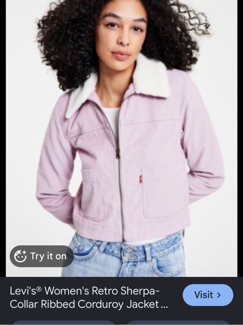 Levi's Pink Corduroy Jacket with White Sherpa Collar